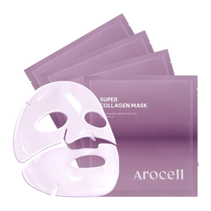 Máscara de Colágeno Super AROCELL 4 Hojas Faciales 5,000,000ppb Más...