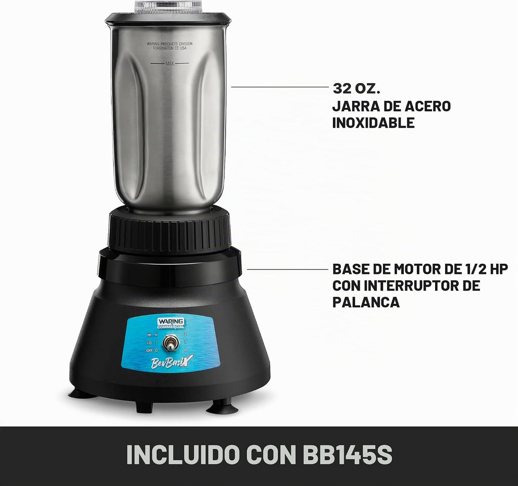 Waring BevBasix Batidora de barra con tarro de acero inoxidable de 32 onzas