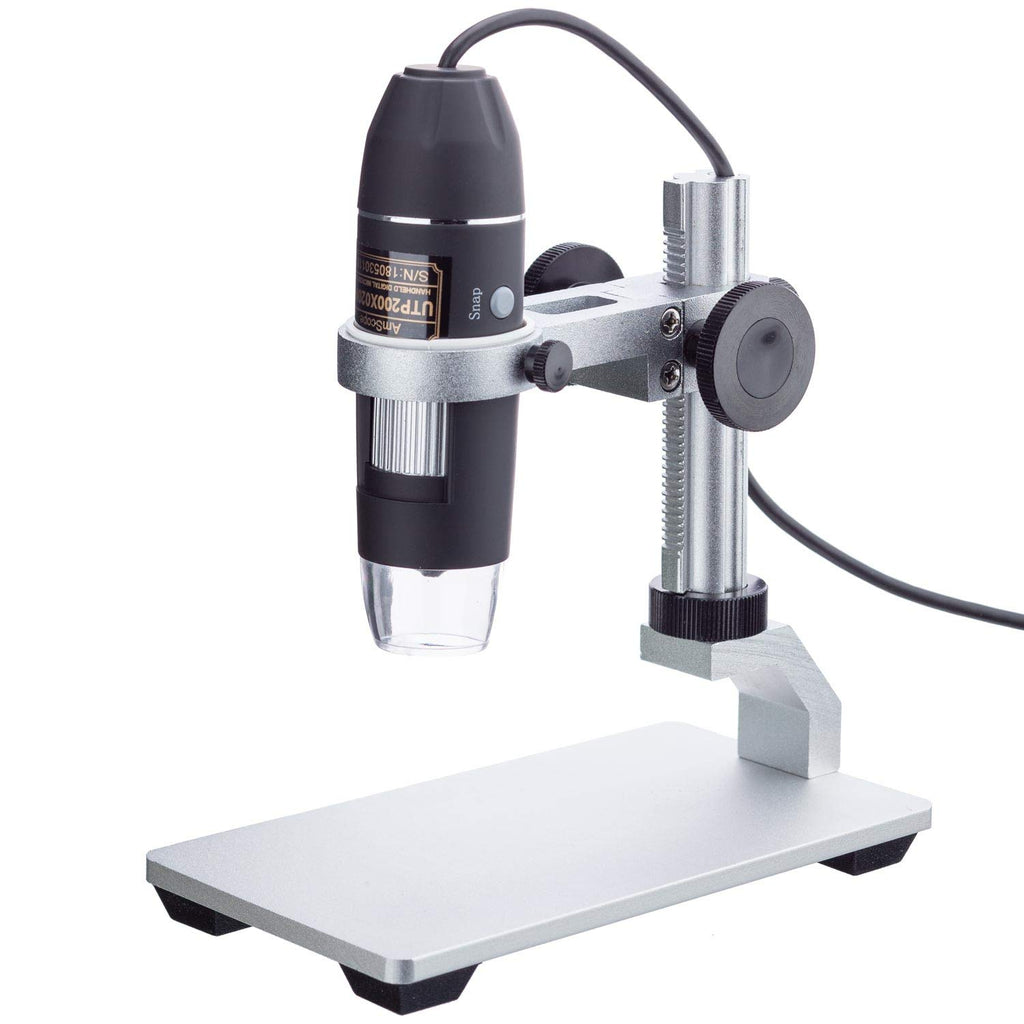 Microscopio digital USB portátil 10X-200X 2MP con iluminación LED y soporte