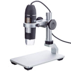 Microscopio digital USB portátil 10X-200X 2MP con iluminación LED y soporte