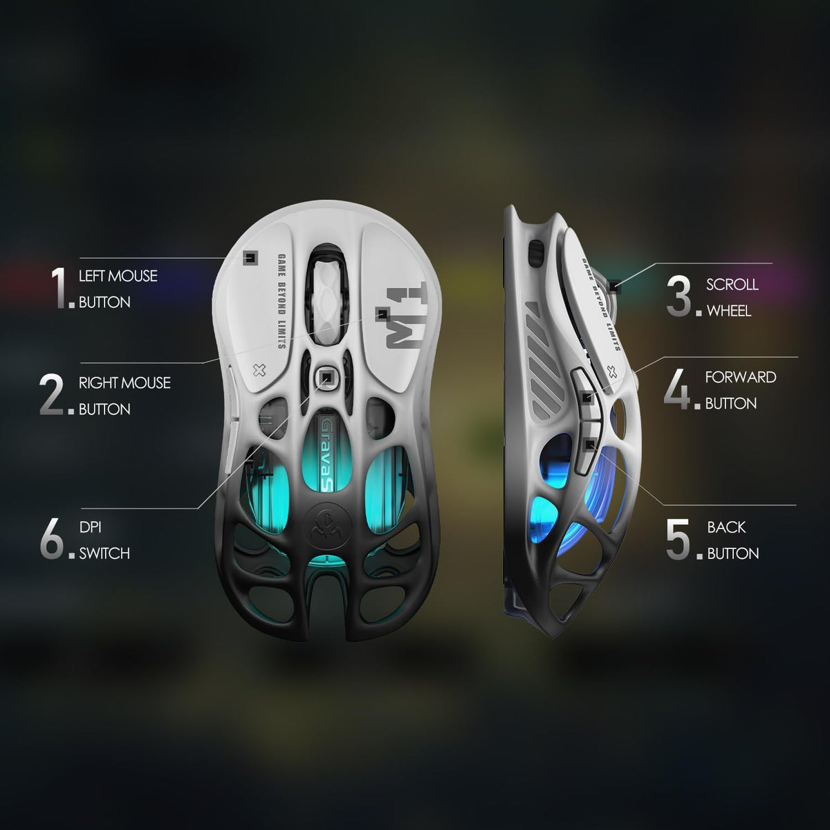 GravaStar Mercury M1 Pro Gaming Mouse, aleación de magnesio ligera,...