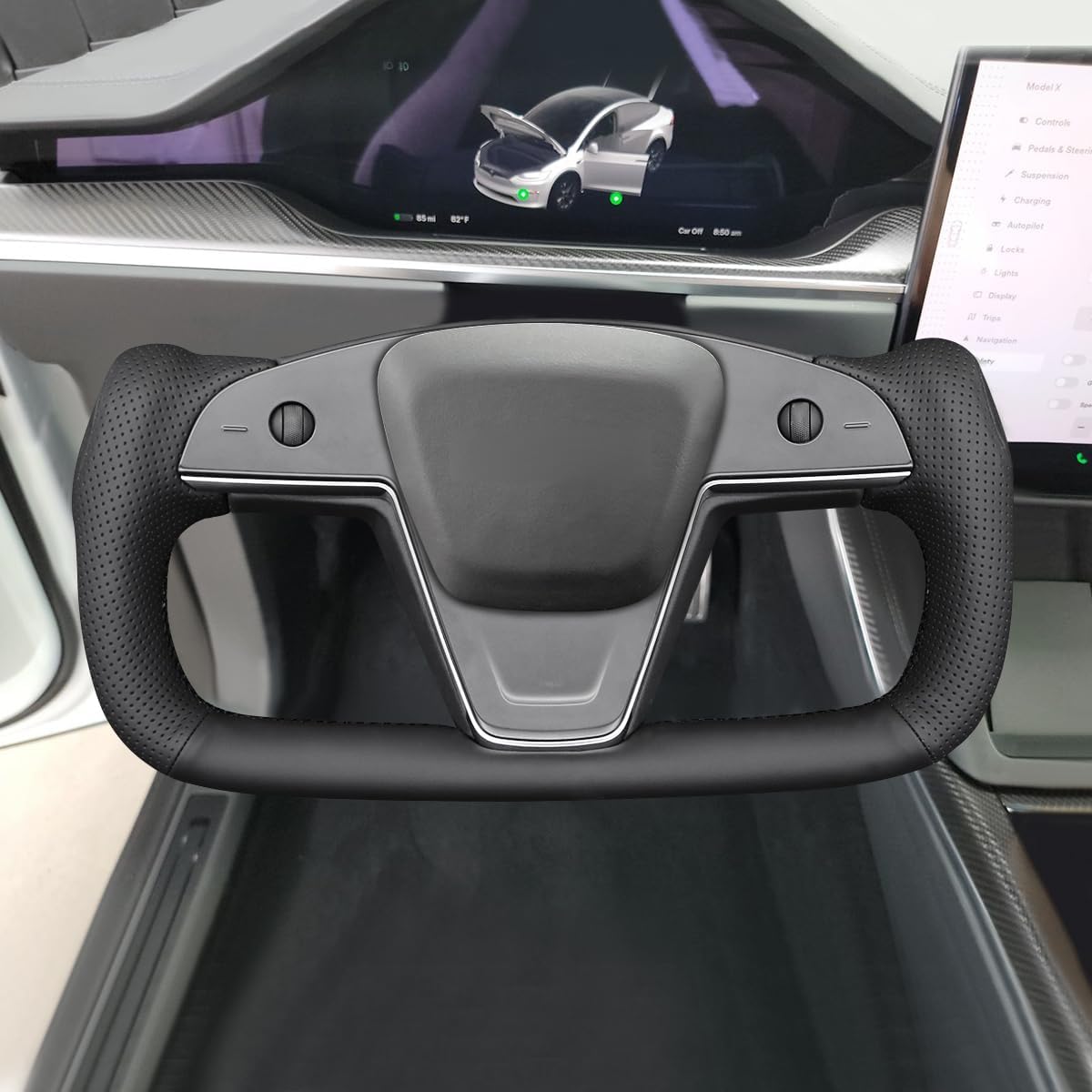 MEWANT Funda envolvente de volante Yoke Tesla Model S cosida a mano para Tesla Model S 2021-2023 / Model X 2021-2023 Accesorios de volante Yoke Tesla