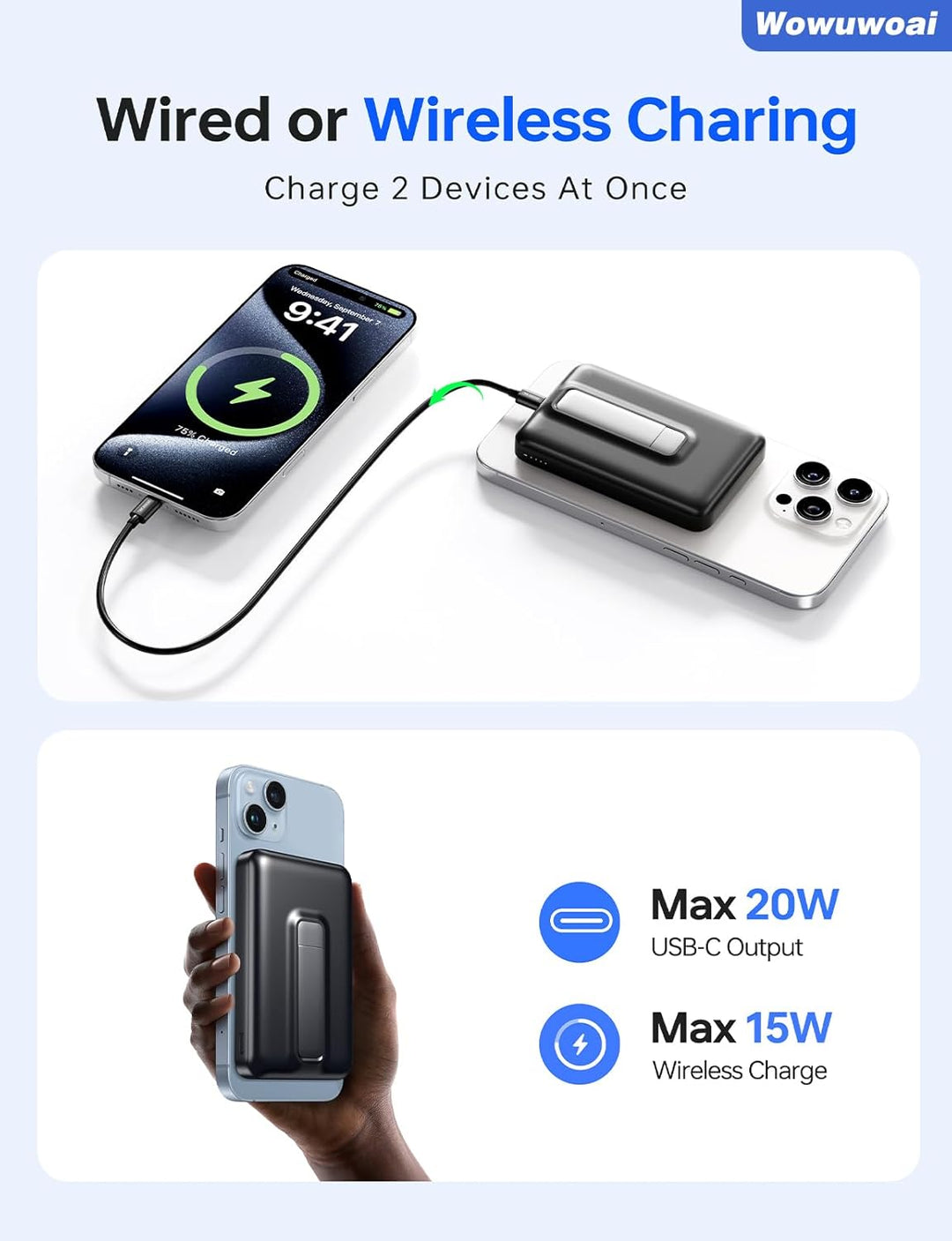 Cargador portátil Magsafe, banco de energía magnético inalámbrico d...