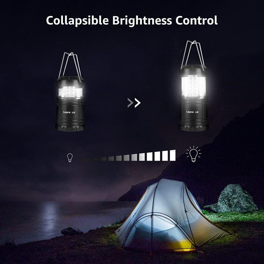 Lámpara Lepro Linternas LED para campamento, paquete de 4, plegables, IPX4