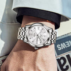 OLEVS Relojes para hombre de lujo de acero inoxidable 30M impermeable