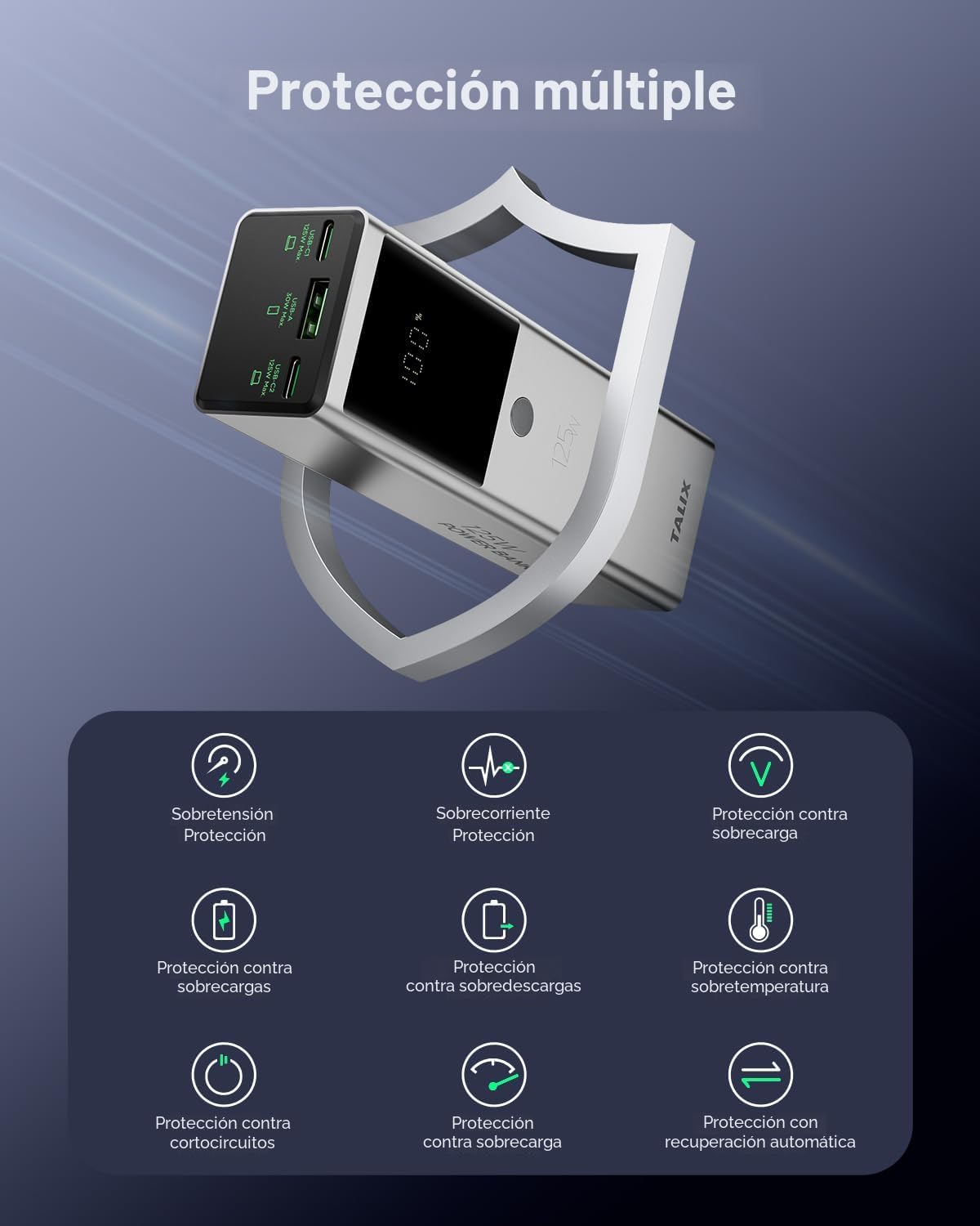 TALIX Banco de energía de 125 W, cargador portátil para portátil de...