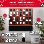 Swooc Games® - Juego de pared gigante 4 en una fila - 60% más silencioso - Juegos de pared de tamaño jumbo - Juego de sala de juegos, accesorios y decoración - Decoración de garaje y sótano - Conexión