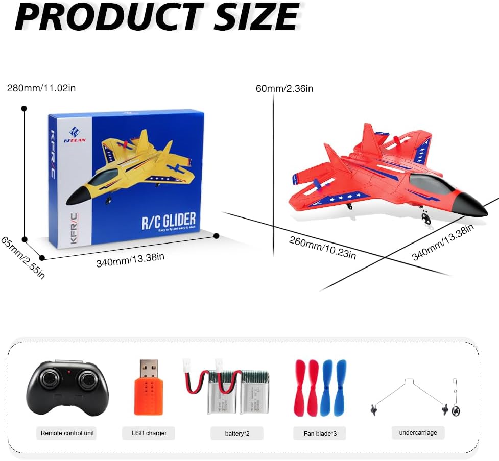 Avión RC Rojo F-22 Raptor para Niños, Vehículo de Juguete RC Mejora...