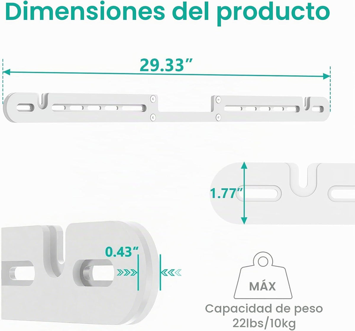 Soporte de pared WALI para barra de sonido Sonos Arc y Sonos Arc Ultra, color blanco