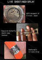Relojes Specht & Söhne para hombres Movimiento Miyota 8215 de Japón Reloj deportivo Movimiento clásico Automático Mecánico Reloj de pulsera para hombre Correa de goma Impermeable 40MM