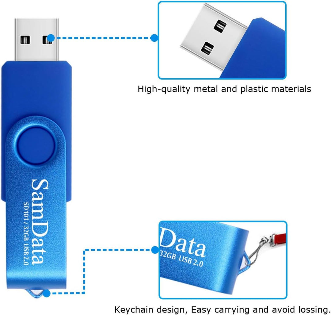 SamData - Unidades flash USB de 32 GB, paquete de 5 unidades, con l...