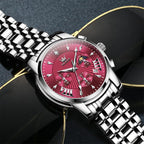 OLEVS Relojes para hombres Luxurious vestimenta acero inoxidable resistente al agua cronógrafo