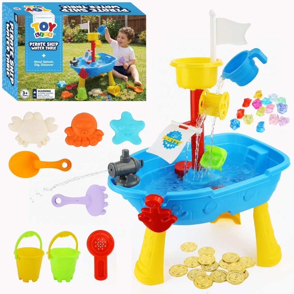 TOY Life Juego de mesa de arena y agua de barco pirata, de 3 a 6 años