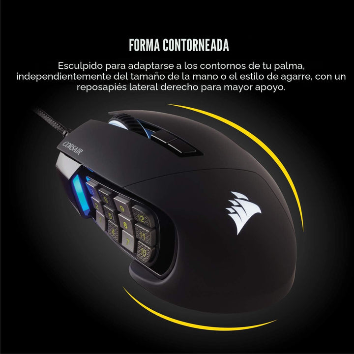 Corsair Scimitar RGB Elite Mouse para juegos MOBA\/MMO con cable -...