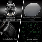 OLEVS Relojes de Cuero para Hombres, Casual, Fácil de leer, Quartz, Números, Resistente al Agua