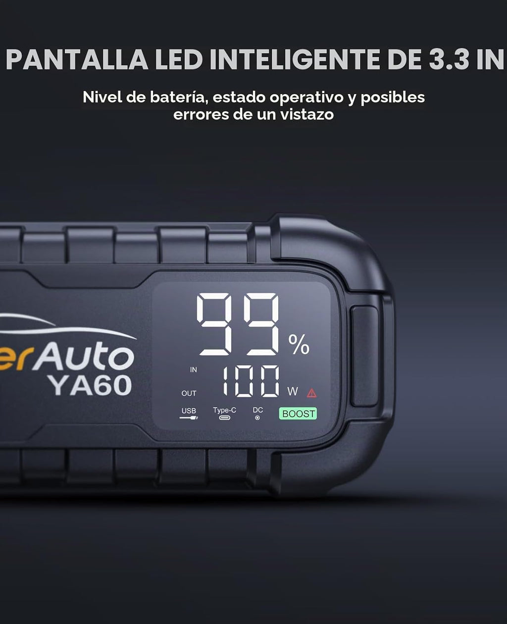 YaberAuto 8000A Arrancador de Batería 99Wh 65W Carga rápida (Todos gasolina/12.0L diésel)