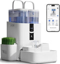 Fuente automática de agua para gatos de 10 L/338 onzas, autolenado y limpieza, dispensador de agua para mascotas con sistema de filtro para perros, 5G Wi-Fi Smart Bowl separación de aguas residuales y no es viscosa con bombas silenciosas