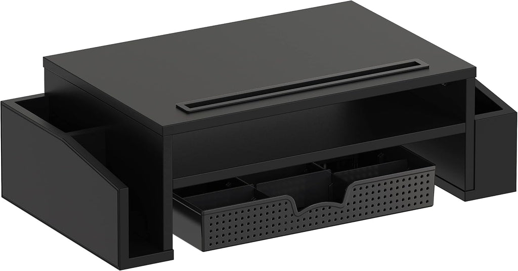 Soporte elevador para monitor de escritorio Simple Houseware con bandeja ajustable, negro