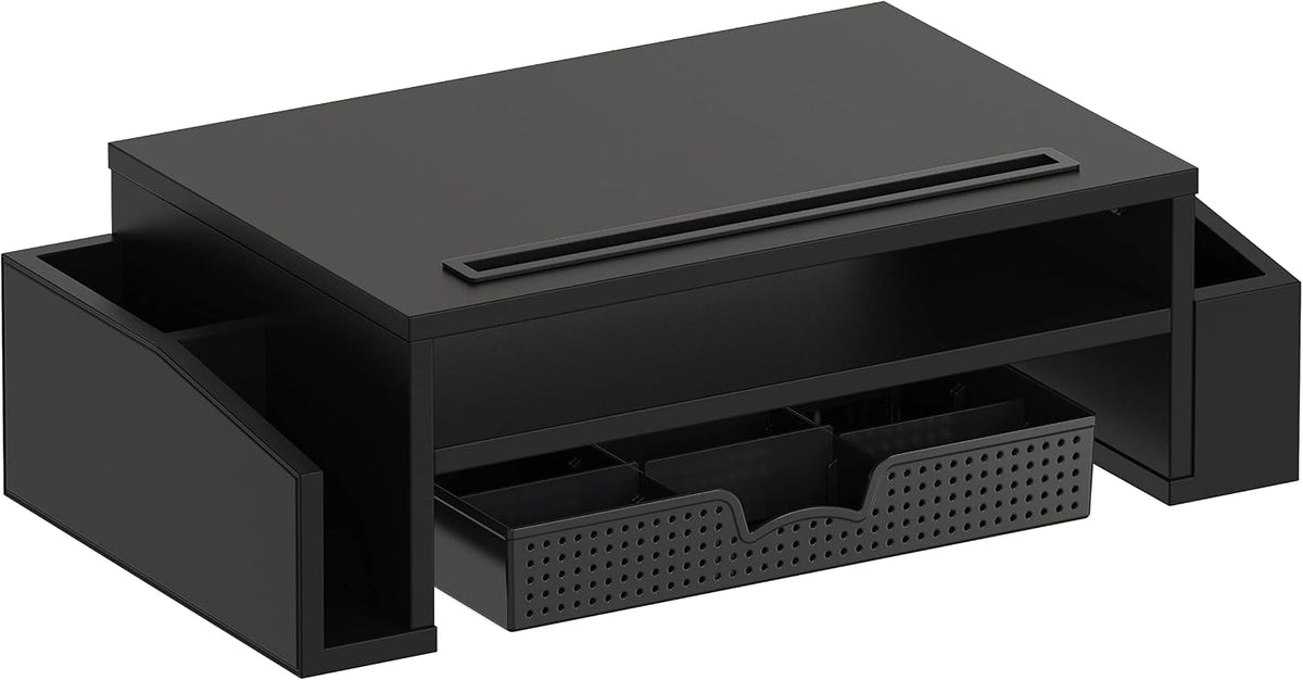 Soporte elevador para monitor de escritorio Simple Houseware con bandeja ajustable, negro