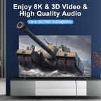 Cable HDMI 8K 10K 4K 2.1 48Gbps de nailon trenzado, 20 pies (20 ft)