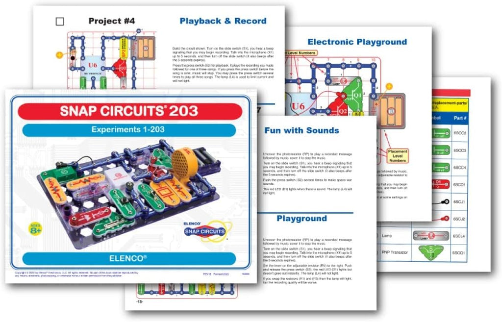 Kit de circuitos electrónicos Snap Circuits 203 de Electronics Discovery