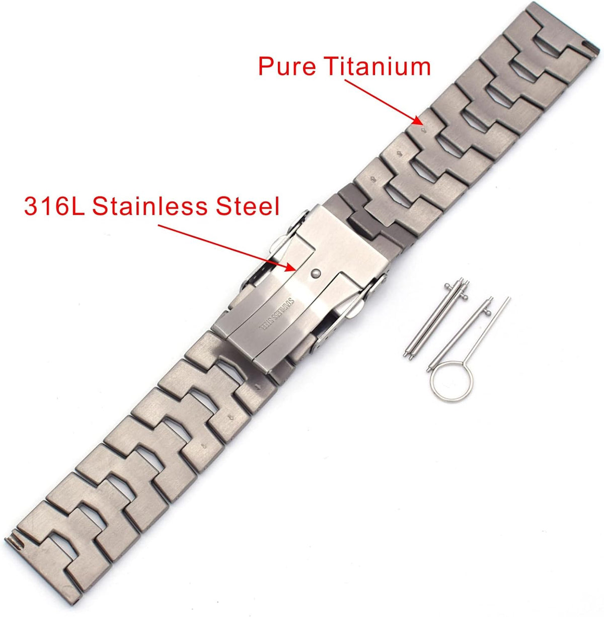 THEAGE Correa de reloj de titanio sólido para hombre y mujer, correas de reloj de titanio puro de 0.866 in
