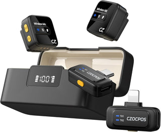 Micrófono Lavalier inalámbrico para iPhone, iPad y Android con fund...