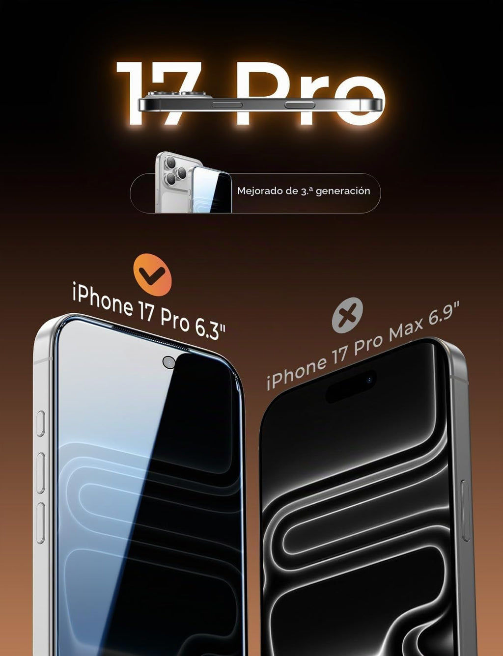 MAGIC JOHN - Protector de pantalla de privacidad para iPhone 17 Pro