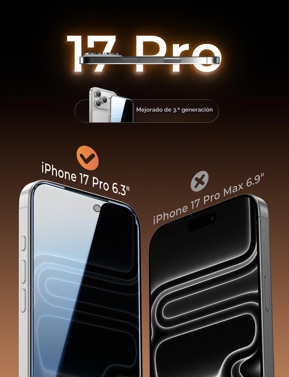 MAGIC JOHN - Protector de pantalla de privacidad para iPhone 17 Pro