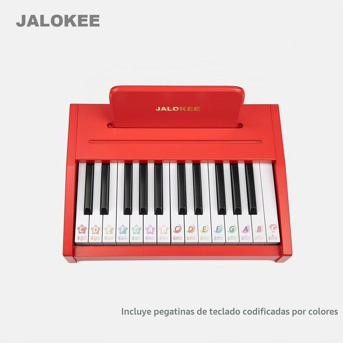 Teclado de piano para niños, piano digital para niños, instrumento educativo musical, juguete de madera para niñas y niños a partir de 3 años (rojo, 25 teclas)