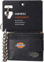 Dickies Billetera de piel con cadena plegable RFID para hombre, color negro