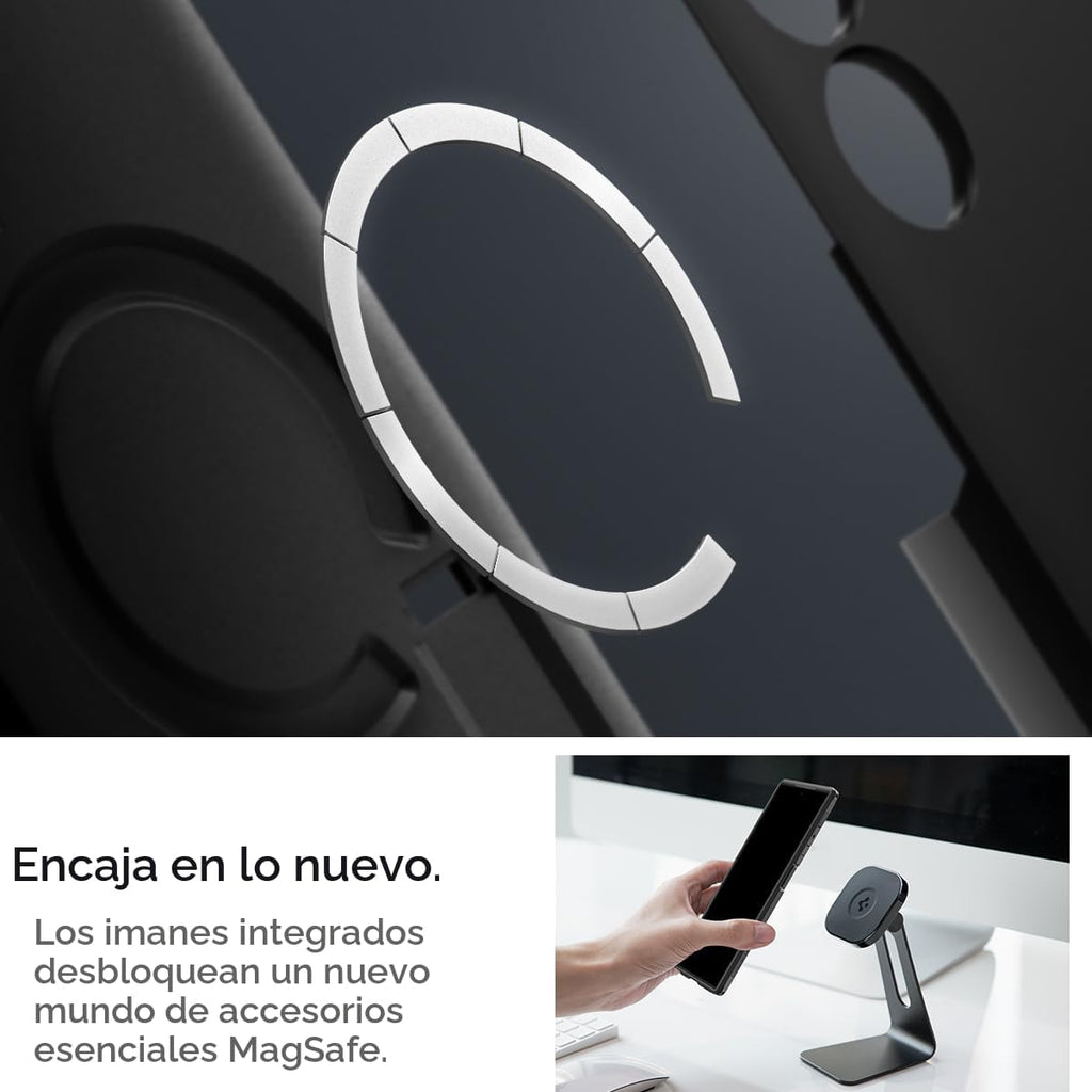 Spigen Funda para Galaxy S24 Ultra, Tough Armor MagFit [Kickstand] [Compatible con MagSafe] [Protección de grado militar] - Negro