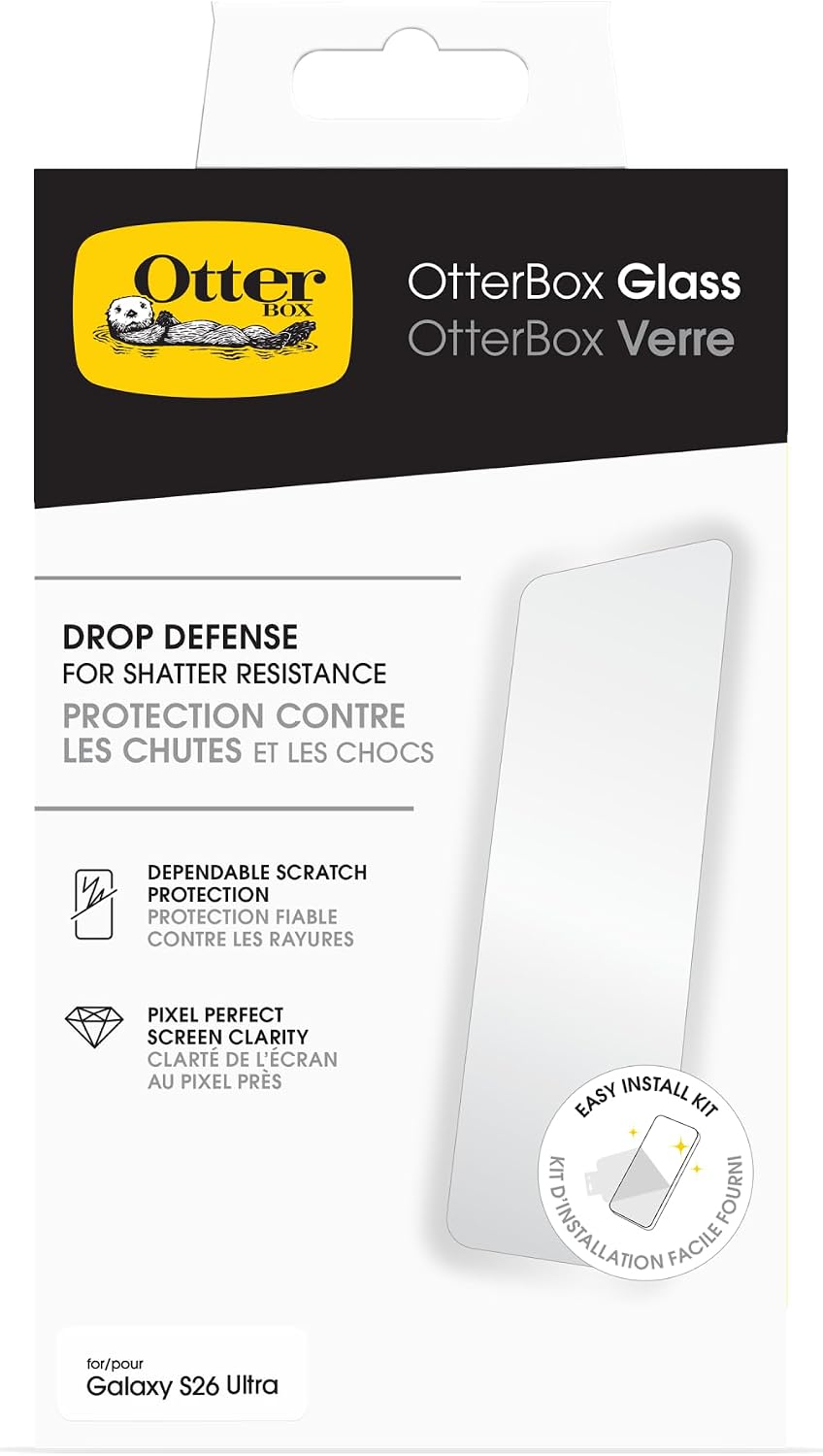OtterBox - Protector de pantalla de cristal para Samsung Galaxy S26 Ultra Glass resistente a los arañazos y a las manchas