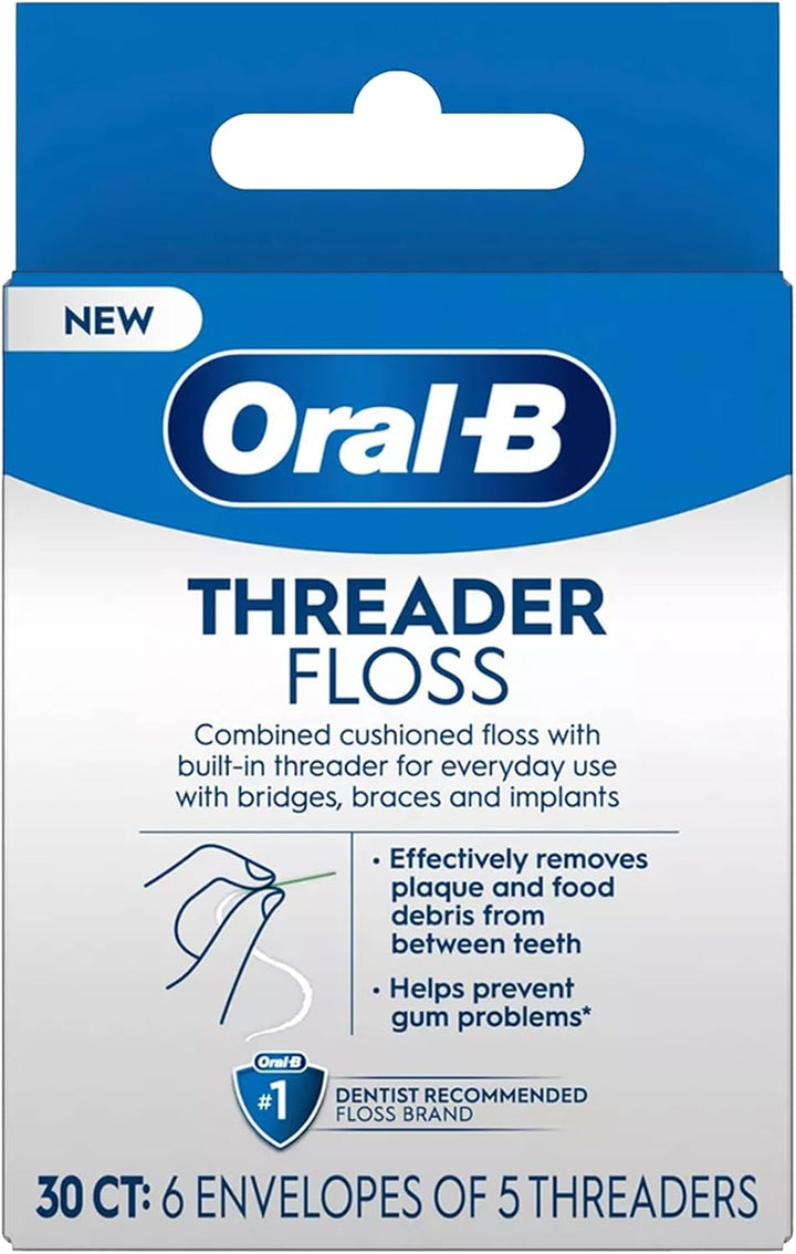 Oral-B Glide - Hilo dental para enhebrar, 30 unidades (paquete de 6)
