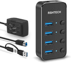 RSHTECH, hub USB 3.0 de 4 puertos, alimentado