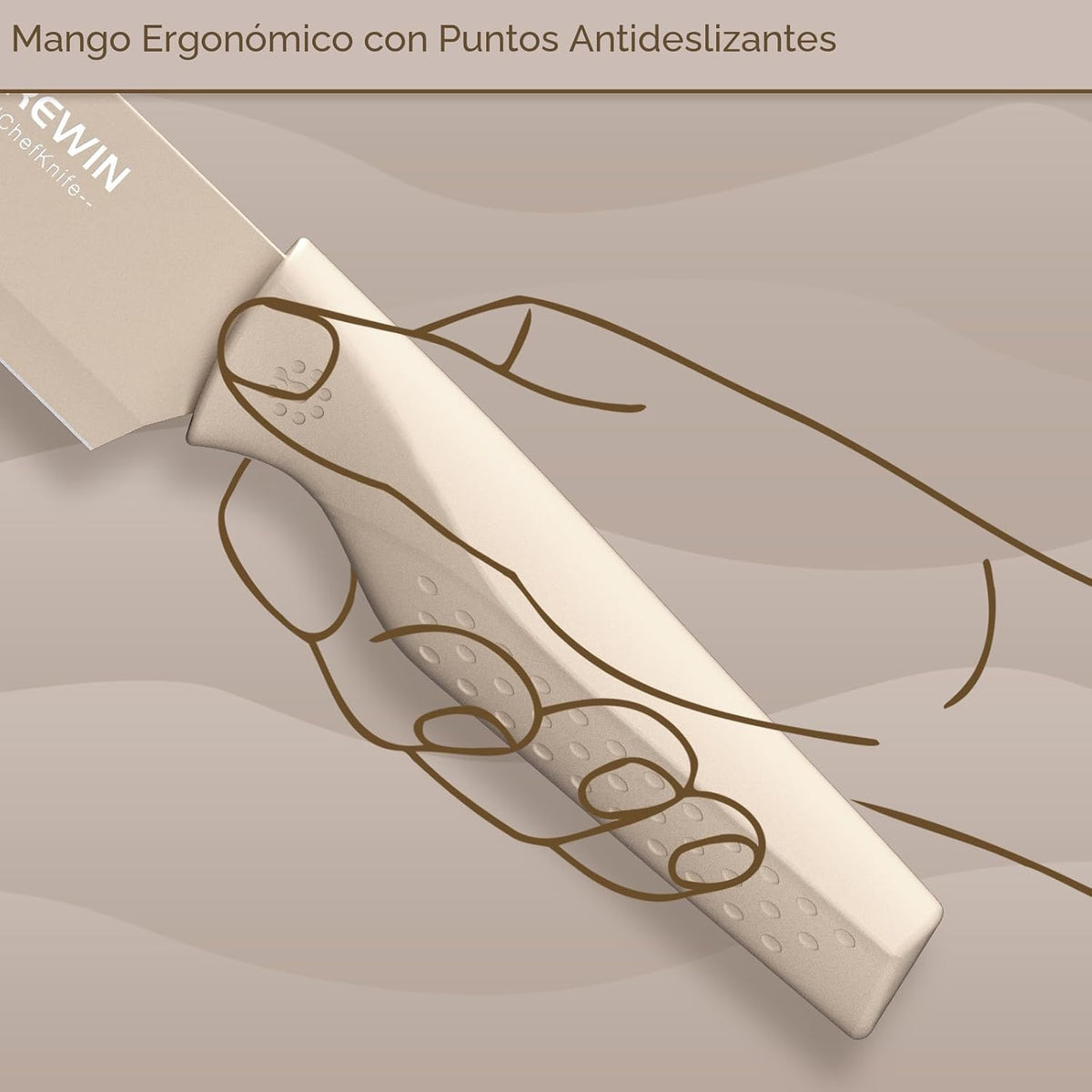 Brewin - Juego de cuchillos de cocina de 8 piezas con bloque universal y