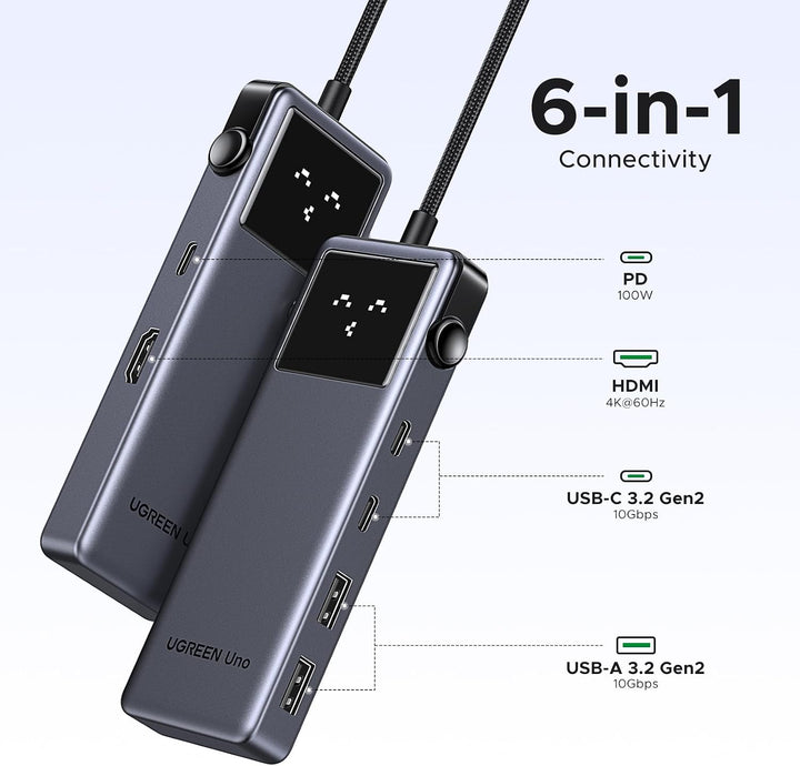 UGREEN Paquete de banco de energía con uno 6 en 1 USB-C Hub 10Gbps...