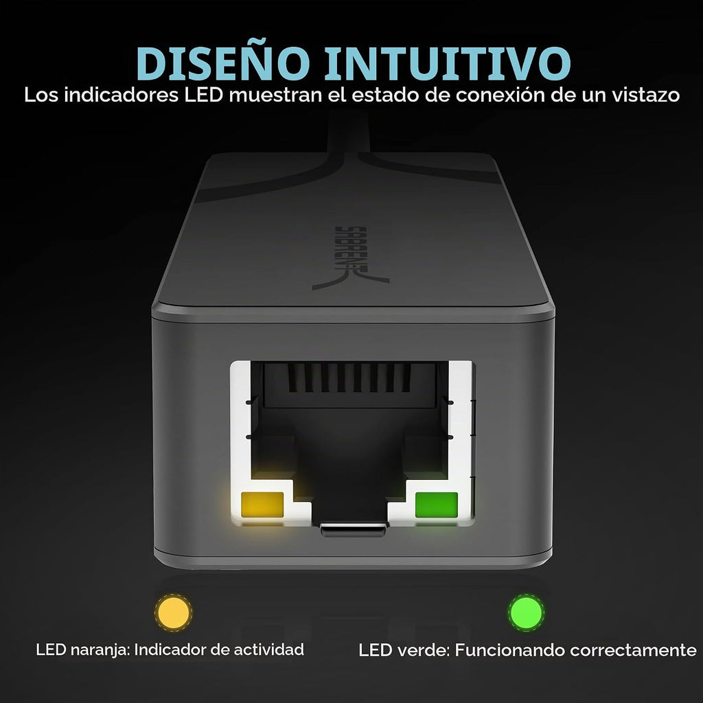 SABRENT Adaptador USB 3.0 a 2.5 Gigabit Ethernet – Adaptador de Red USB-A a 2.5GbE, Carcasa de Aluminio, Plug-and-Play, Retrocompatible con 10/100/1000/2500 Mbps, Alimentado por Bus (NT-UA25)