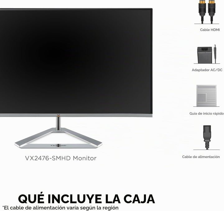Monitor ViewSonic LED VX2276-SMHD, 22 pulgadas, diseño sin marco, u...