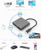Adaptador USB-C a HDTV con salida HDTV 4K@60Hz, convertidor multi-AV para MacBook/Mac Pro Air iPad Pro y más dispositivos con puerto Type-C