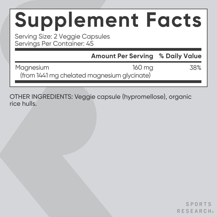 Sports Research® Glicinato de magnesio - Apoya el sueño reparador y...