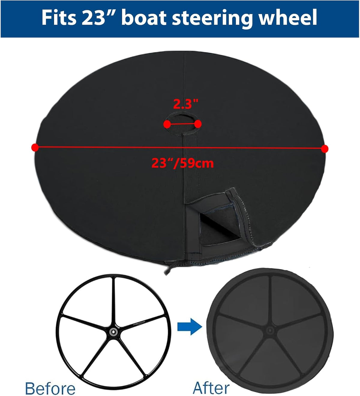 Funda para volante de barco, funda protectora de volante marino de 24 pulgadas, impermeable, 420D, resistente a los rayos UV