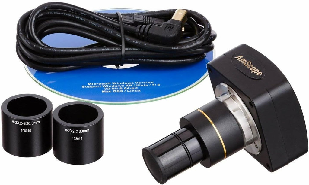 AmScope Microscopio binocular del estudiante B490B-5M, cámara de 5MP