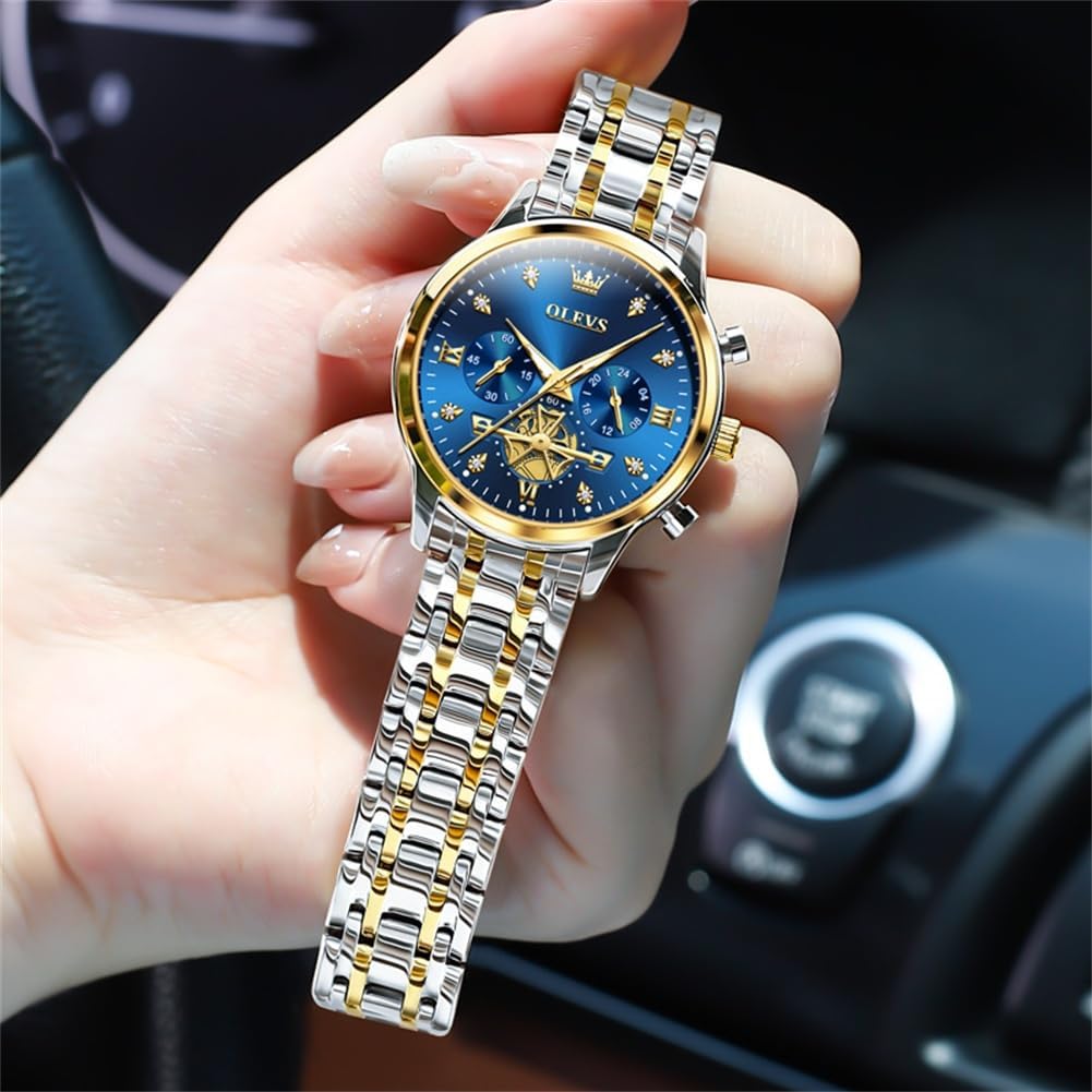 OLEVS Relojes para Mujer de Vestir Lujo Acero Inoxidable a Prueba de Agua Reloj de Muñeca
