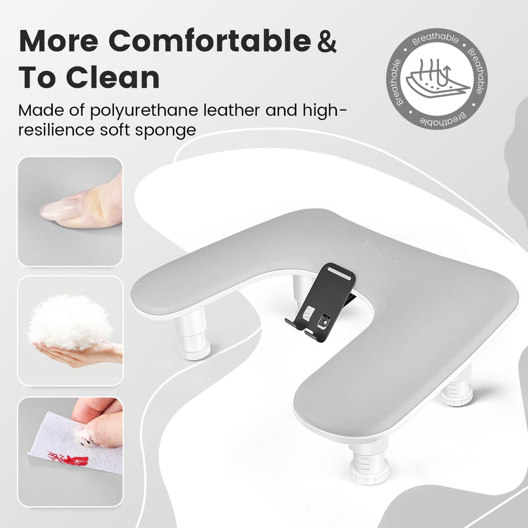 JODSONE Reposabrazos en forma de U gris para técnicos de uñas con s...