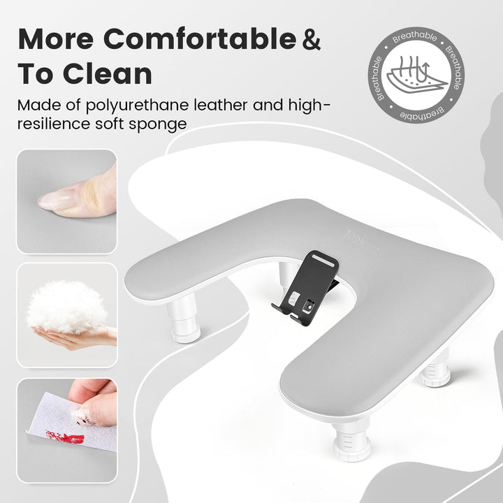 JODSONE Reposabrazos en forma de U gris para técnicos de uñas con s...