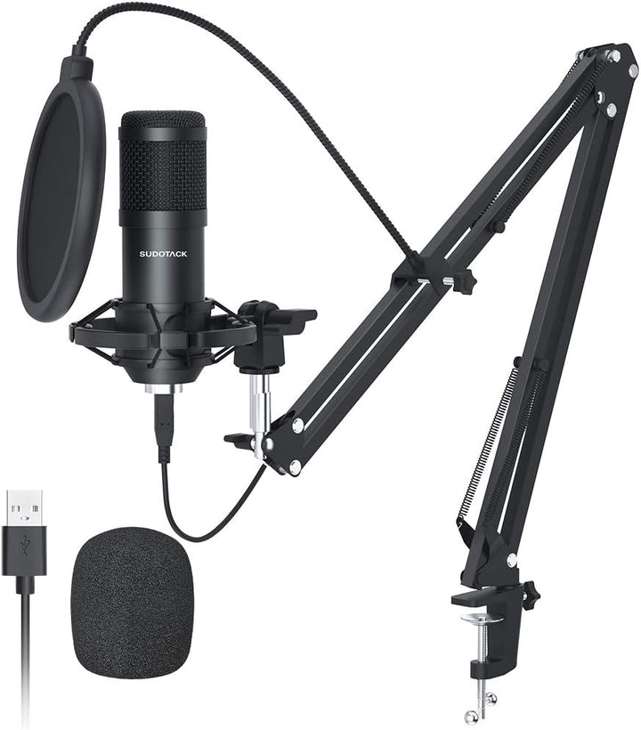 SUDOTACK - Micrófono de condensador USB para podcast en PC: kit de...