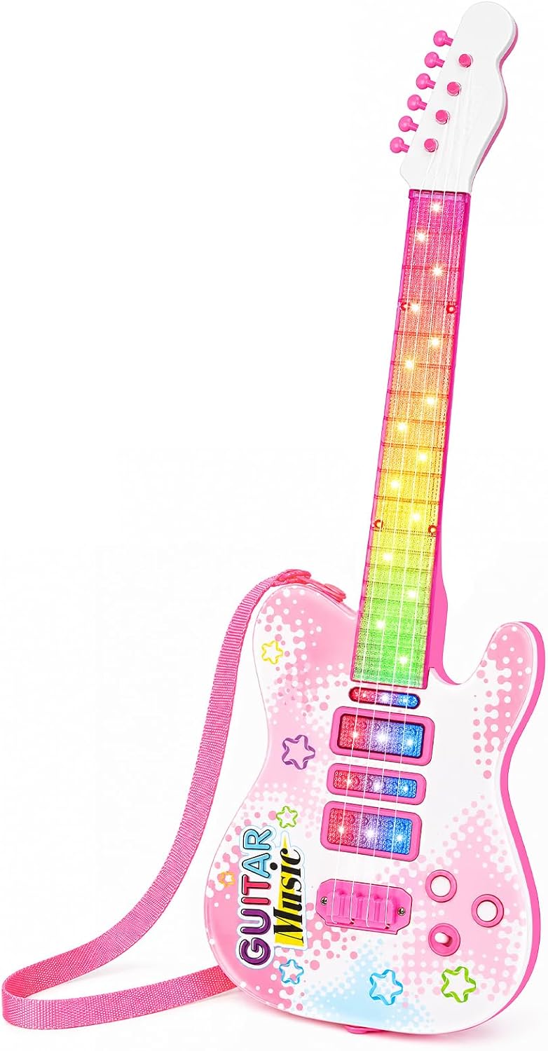 Kids Electric Guitar con 4 Strings Light-Up Music Toy para Girls