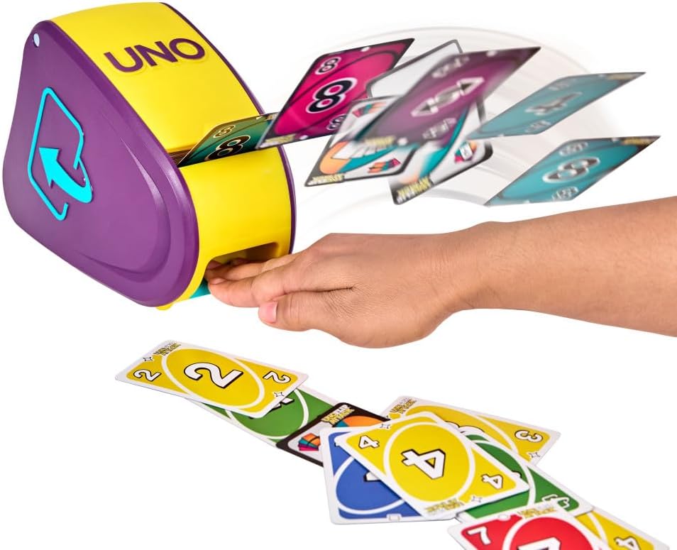 Mattel Games UNO - Juego de cartas Flip Attack con unidad de lanzam...