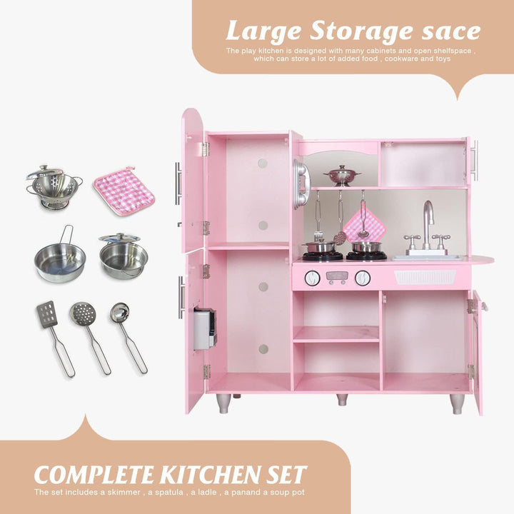 TaoHFE Juego de cocina LED mejorado para niños, cocina de madera, b...